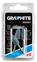 GRAPHITE  55H057 Brúsny kameň do minibrúsky, tvar ogiválny 10x20mm, stopka 3,2mm, 3 ks