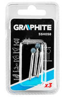 GRAPHITE  55H058 Brúsny kameň do minibrúsky, tvar guľa 06mm, stopka 3,2mm, 3 ks