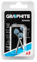 GRAPHITE  55H059 Brúsny kameň do minibrúsky, tvar guľa 10mm, stopka 3,2mm, 3 ks
