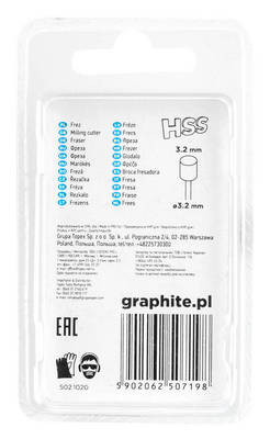 GRAPHITE  55H062 Frézka do minibrúsky HSS 2,3 mm, tvar valec, stopka 3,2 mm, 2 ks
