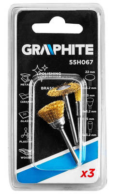 GRAPHITE  55H067 Sada mosadzných drôtených kefiek do minibrúsky, 3,2 mm, 3 ks