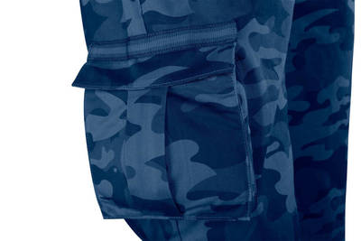 NEO  81-243-S Pracovné nohavice na traky CAMO navy, zloženie : 60% bavlna, 40% polyester, gramáž : 255g/m2, veľ.S