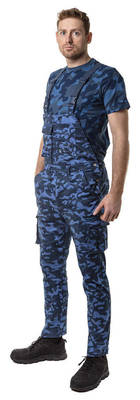 NEO  81-243-XL Pracovné nohavice na traky CAMO navy, zloženie : 60% bavlna, 40% polyester, gramáž : 255g/m2, veľ.XL