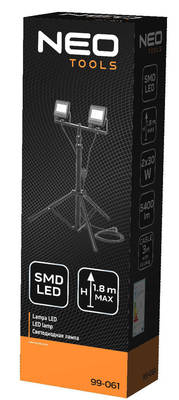 NEO  99-061 Dvojitý reflektor 2x30W SMD LED 5400 lm na statíve 1,8m