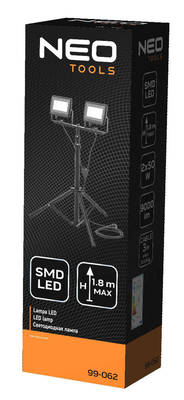 NEO  99-062 Dvojitý reflektor 2x50W SMD LED 9000 lm na statíve 1,8m