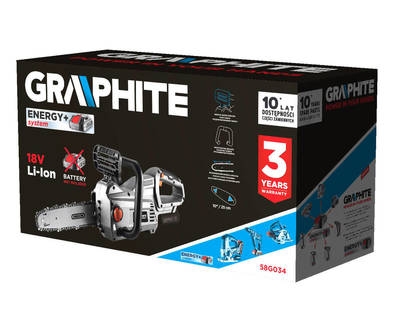 GRAPHITE ENERGY+ 58G034 Aku Reťazová píla 18V Li-Ion, 10" (250mm) lišta, bez batérie