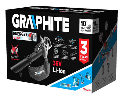 GRAPHITE ENERGY+  58G036 Aku Záhradný vysávač/fukár 36V Li-lon, 2v1, vrecko 35L, bez batérie