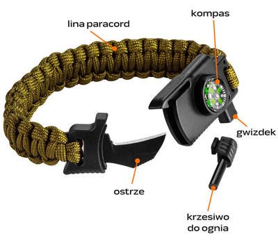 NEO  63-140  Náramok Paracord Survival 5v1