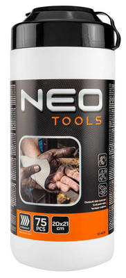 NEO  10-408  Abrazívne utierky na umývanie rúk a čistenie povrchov a náradia od odolných nečistôt, téglik 75 ks.