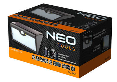 NEO  99-091  Solárne nástenné svietidlo + SMD LED diaľkové ovládanie 900 Im