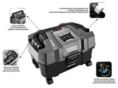 GRAPHITE ENERGY+  58GE105  Aku Dielenský vysávač, bez batérie