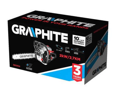 GRAPHITE  58G954  Benzínová reťazová píla 2,7 kW , vodiaca lišta 18 "(450 mm)