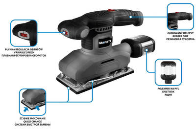 GRAPHITE  59G326  Vibračná brúska 260W, podložka 90 x 187 mm