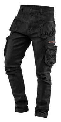 NEO  81-233-XXL  Pracovné nohavice DENIM, čierne, veľ. XXL/56, 410g/m2, zloženie: 98% bavlna, 2% elastan