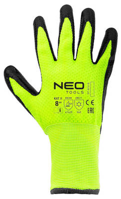 NEO  97-613-8  Pracovné rukavice izolované, latexom potiahnutý nylon, 4142X, žlté, veľ. 8
