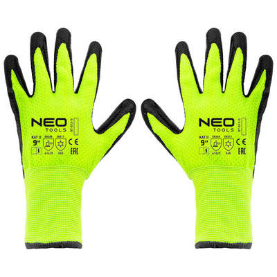 NEO  97-613-9  Pracovné rukavice izolované, latexom potiahnutý nylon, 4142X, žlté, veľ. 9