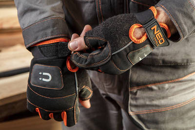NEO  GD014  Pracovné rukavice s magnetom, bezprstové, veľkosť 10"