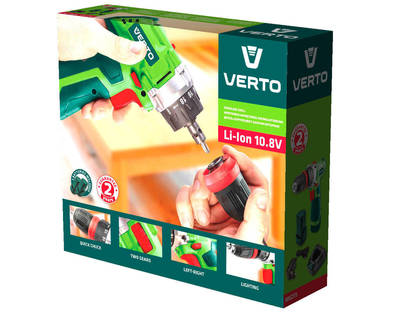VERTO  50G273 Vŕtačka - Aku 2 x 10,8 V, Li-ion, 1.3Ah, 2 rýchlosti