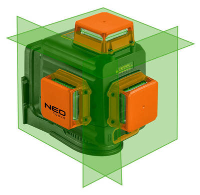 NEO  75-109  3D laser, zelený, puzdro, cieľová doska, magnetický držiak, nabíjačka