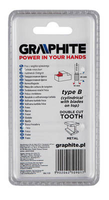 GRAPHITE  55H357  Tvrdokovová rotačná fréza HM, typ B (valcová s čepeľami na vrchu), 10 x 25 mm, stopka 6 x 45 mm