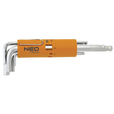 NEO  09-523  Hexagonálne kľúče, dlhé, guľaté 2,5-10mm, súprava 8 ks
