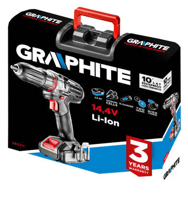 GRAPHITE  58G211  Aku vŕtačka 14,4, Li-Ion 2.0Ach, kufor