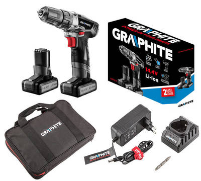 GRAPHITE  58G215  AKU vŕtačka Li-Ion 2x14.4V / 1.5Ah taška