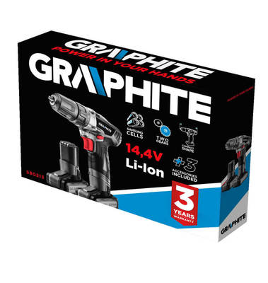 GRAPHITE  58G215  AKU vŕtačka Li-Ion 2x14.4V / 1.5Ah taška