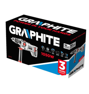 GRAPHITE  58G712  Príklepová vŕtačka 1050W rukoväť 16 mm , puzdro grafit