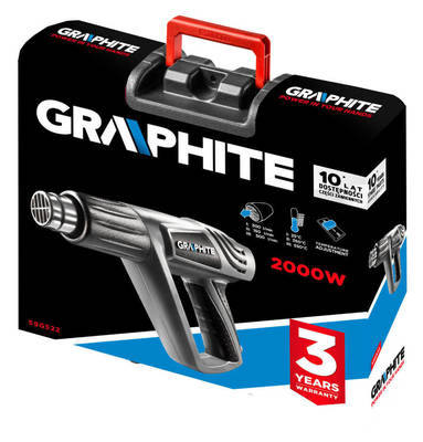 GRAPHITE  59G522  Teplovzd. pištoľ, 2000 W, tep. rozsah: I - 25 ° C, II - 350 ° C, III - 550 ° C