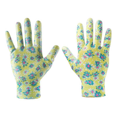 VERTO  97H142  Záhradné rukavice, potiahnuté nitrilom, kvetinový vzor, veľkosť 9 "